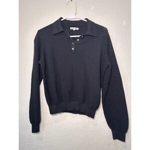 Alex Mill Womens Black 100% Cotton Long Sleeve Polo Knit Sweater Size M